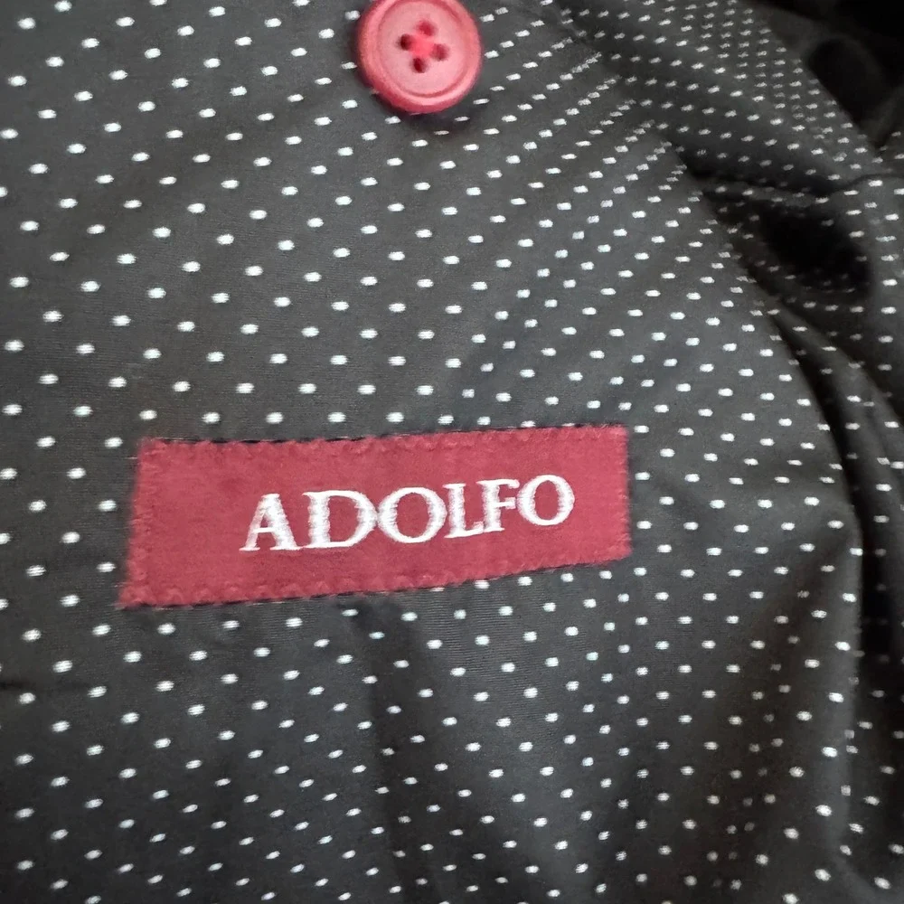 Adolfo Blazer Mens Size M Red Solid Velvet Slim Fit Two Button Sport Coat - Picture 4 of 7